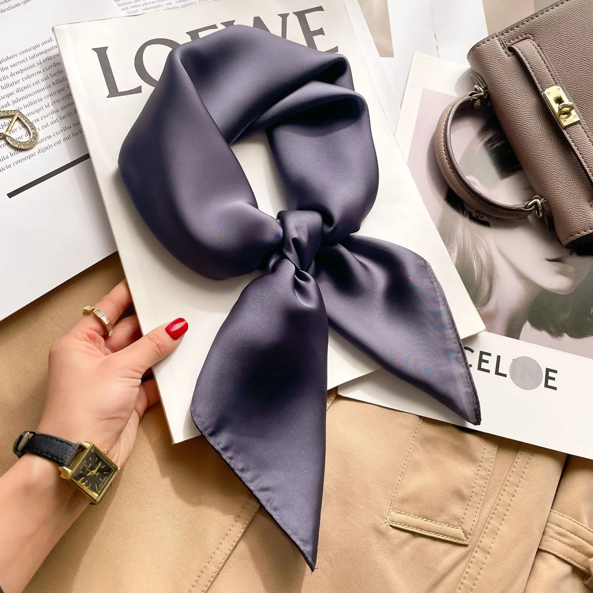 70cm Solid Colors Neckerchief  - đánh giá và giá Silk Scarf Square