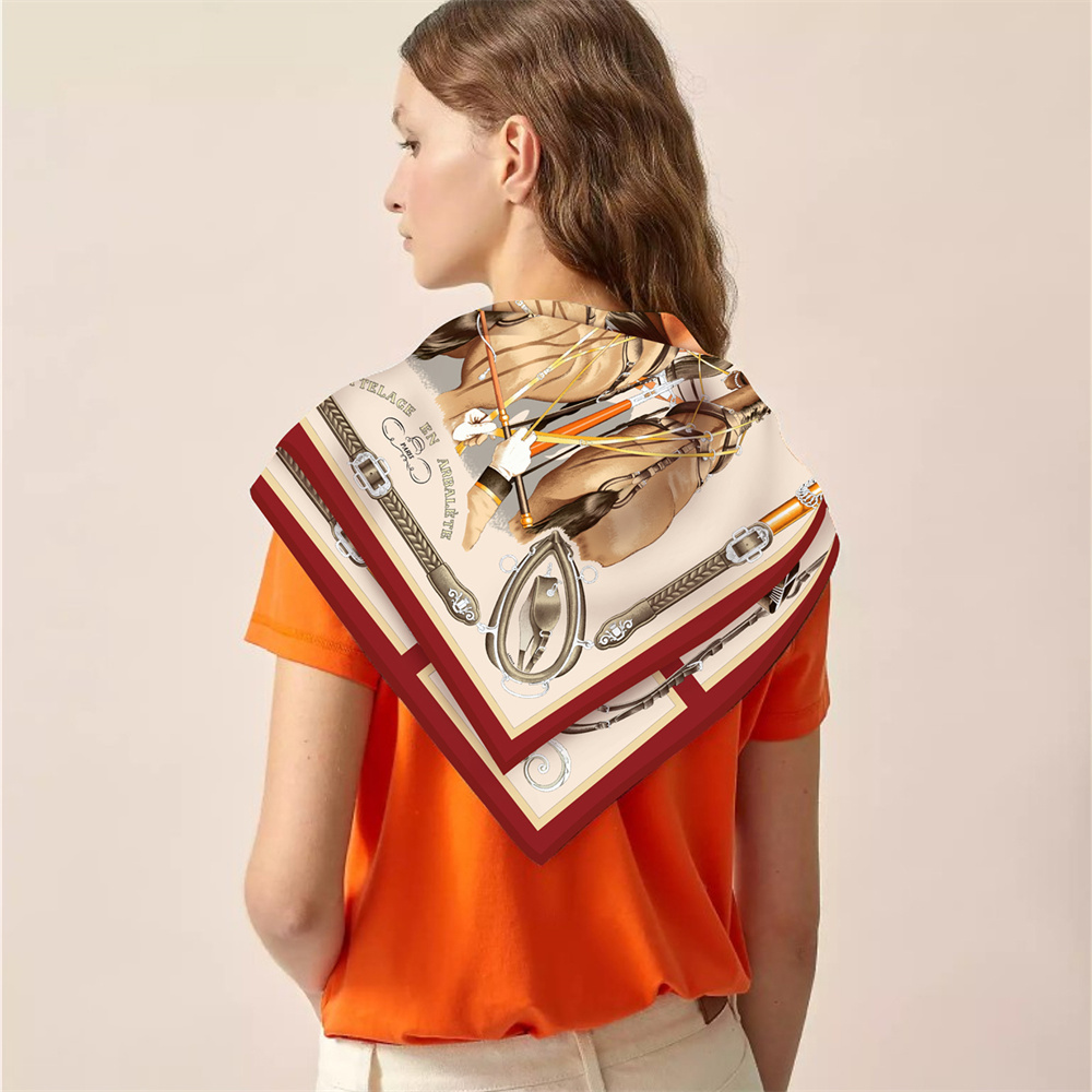 Khăn lụa nữ in hình ngựa khăn  - đánh giá và giá Silk Scarf Square