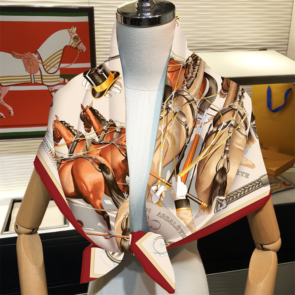 Khăn lụa nữ in hình ngựa khăn  - đánh giá và giá Silk Scarf Square